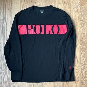 Polo by Ralph Lauren Black and Red Long Sleeve Tee - Size Large